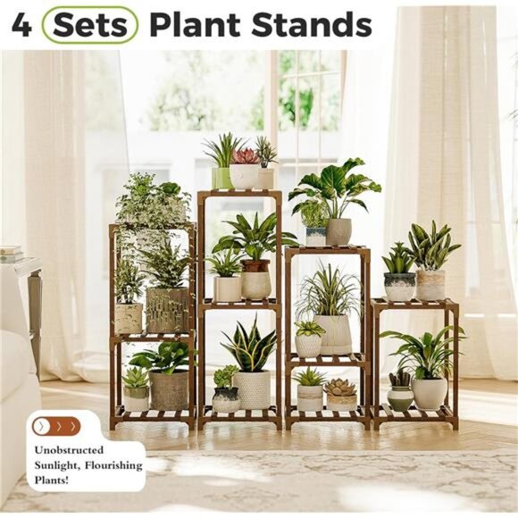4Sets of Package Plant Stands Indoor Combo PlantShelves Outdoor Wooden PlantRack - Picture 3 of 7